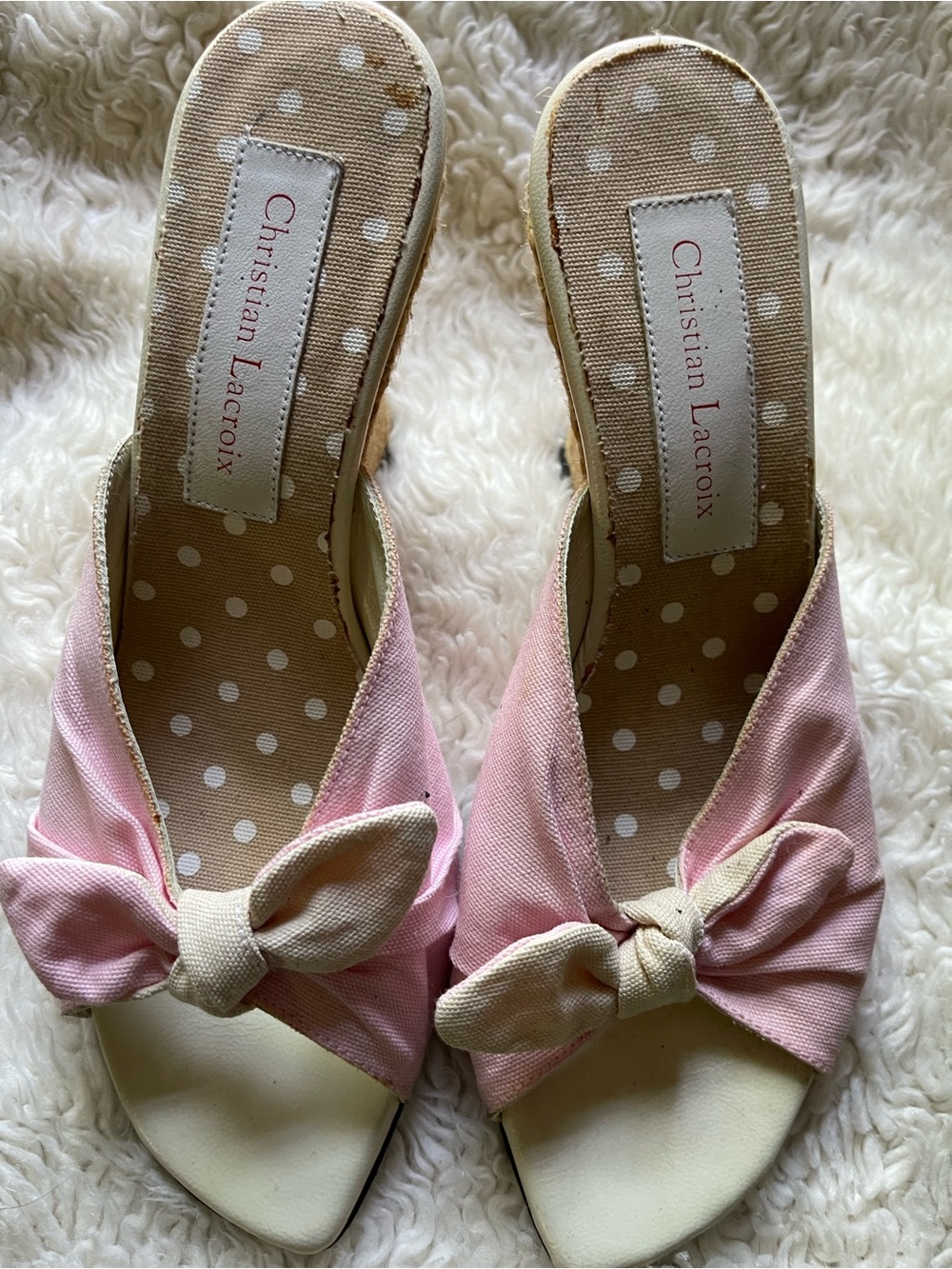 Christian Lacroix Raffia Platform Wedges Sz 37/ 7 EUC! $498 - Picture 2 of 5
